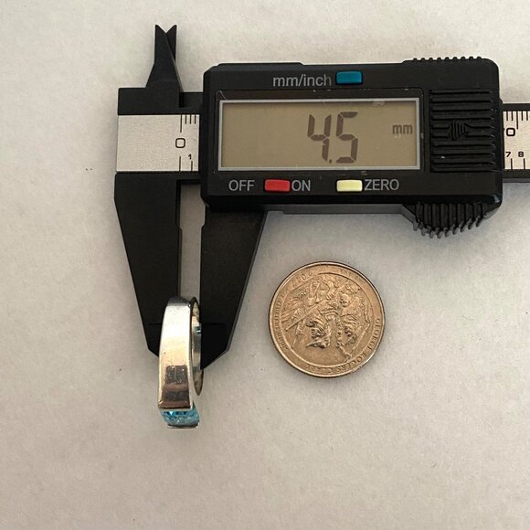 Sterling Silver 925 Horizontal Emerald Cut Blue Topaz Wide Band Ring Sz 7.75 - Picture 16 of 16